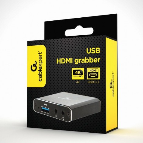 Gembird | USB HDMI grabber, 4K, pass-through HDMI | UHG-4K2-01 | Ethernet LAN (RJ-45) ports | USB 3.0 (3.1 Gen 1) ports quantity - 4